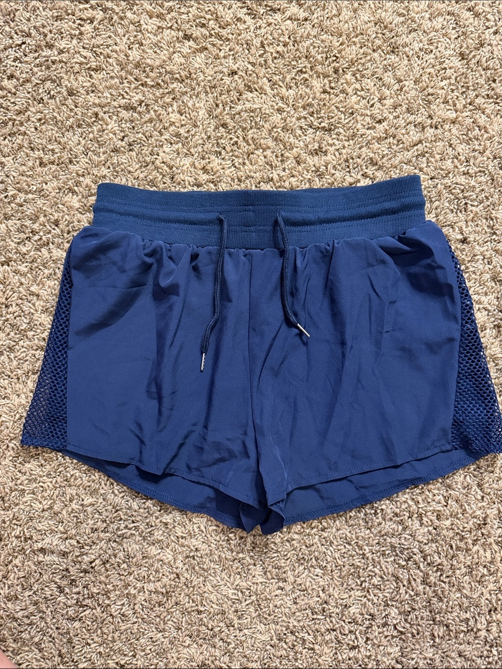 SHEIN Dark Blue Athletic Mesh Side Shorts